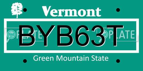 BYB63T Vermont License Plate