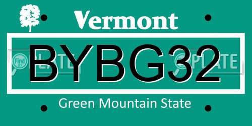 BYBG32 Vermont License Plate