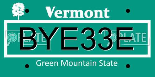 BYE33E Vermont License Plate
