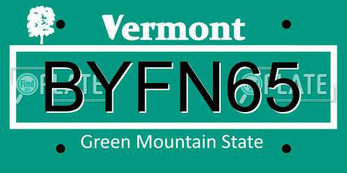 BYFN65 Vermont License Plate
