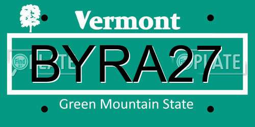 BYRA27 Vermont License Plate