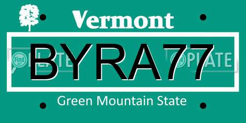 BYRA77 Vermont License Plate