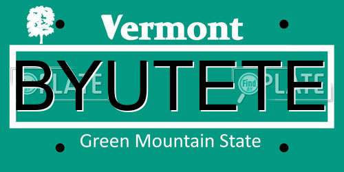 BYUTETE Vermont License Plate