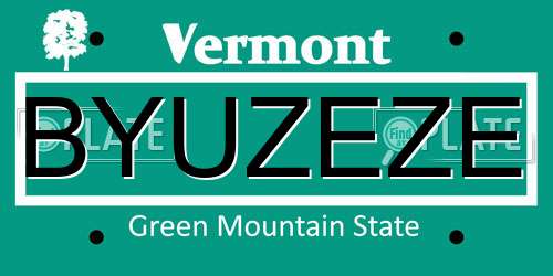 BYUZEZE Vermont License Plate