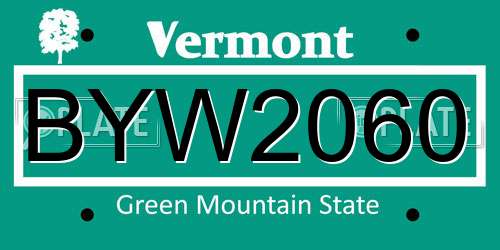 BYW2060 Vermont License Plate