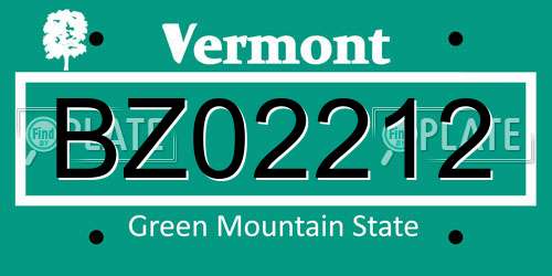 BZ02212 Vermont License Plate
