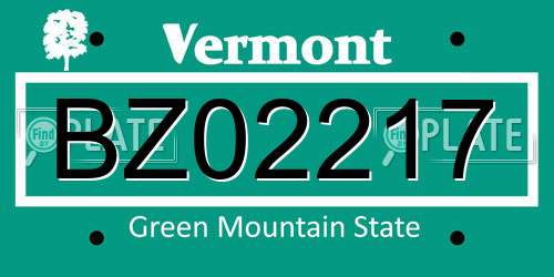 BZ02217 Vermont License Plate