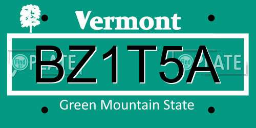 BZ1T5A Vermont License Plate