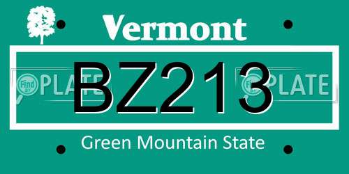 BZ213 Vermont License Plate