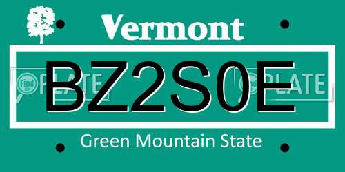 BZ2S0E Vermont License Plate