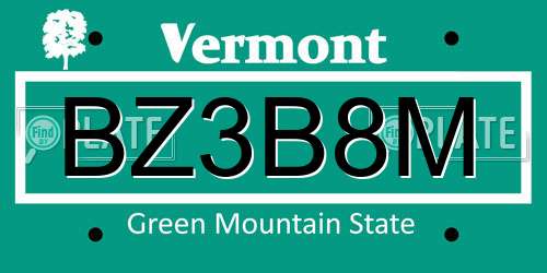 BZ3B8M Vermont License Plate