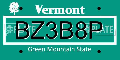 BZ3B8P Vermont License Plate