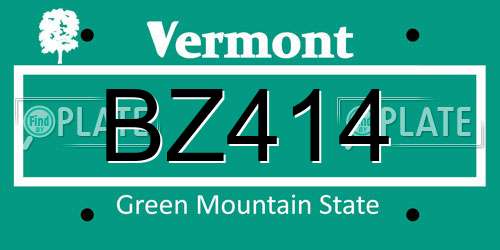 BZ414 Vermont License Plate