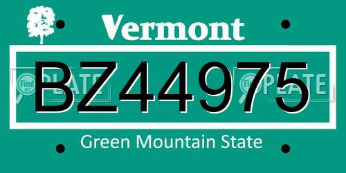BZ44975 Vermont License Plate