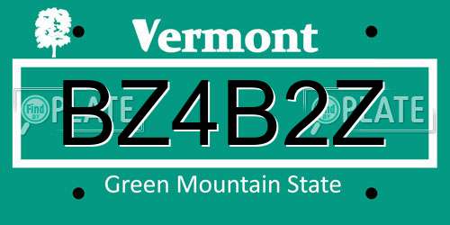 BZ4B2Z Vermont License Plate