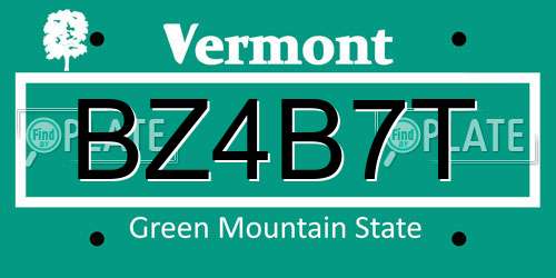 BZ4B7T Vermont License Plate