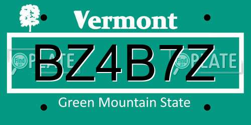 BZ4B7Z Vermont License Plate