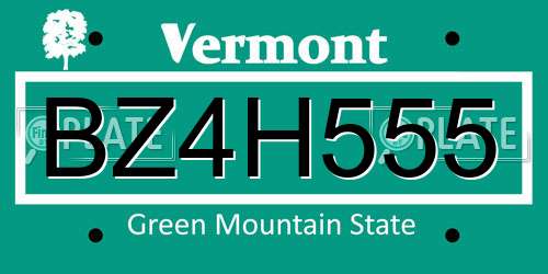 BZ4H555 Vermont License Plate