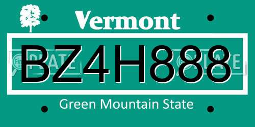 BZ4H888 Vermont License Plate