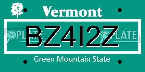 BZ4I2Z Vermont License Plate