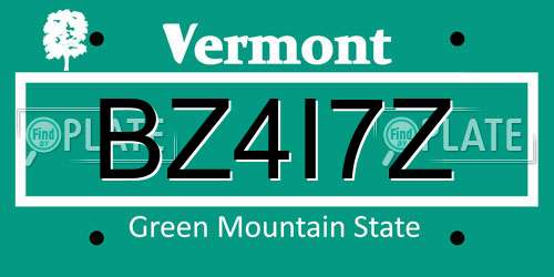 BZ4I7Z Vermont License Plate