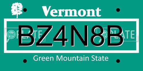BZ4N8B Vermont License Plate