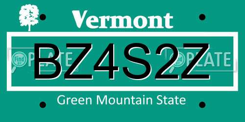 BZ4S2Z Vermont License Plate
