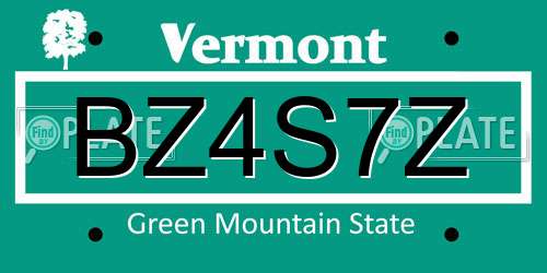 BZ4S7Z Vermont License Plate