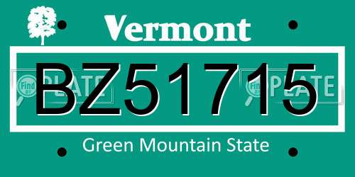 BZ51715 Vermont License Plate