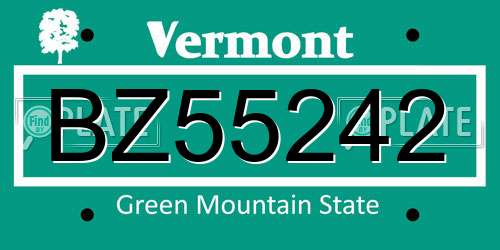 BZ55242 Vermont License Plate