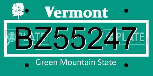 BZ55247 Vermont License Plate