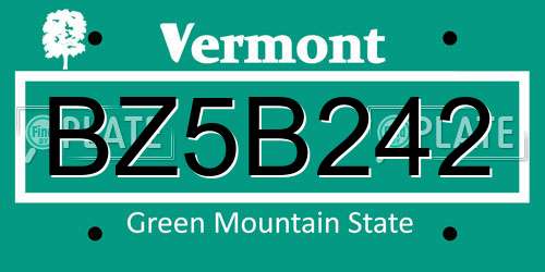BZ5B242 Vermont License Plate
