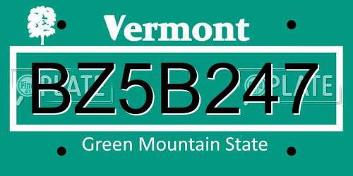 BZ5B247 Vermont License Plate