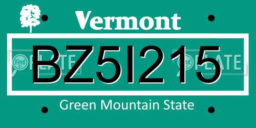 BZ5I215 Vermont License Plate