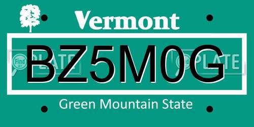 BZ5M0G Vermont License Plate