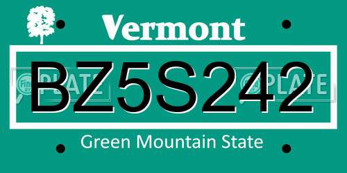 BZ5S242 Vermont License Plate