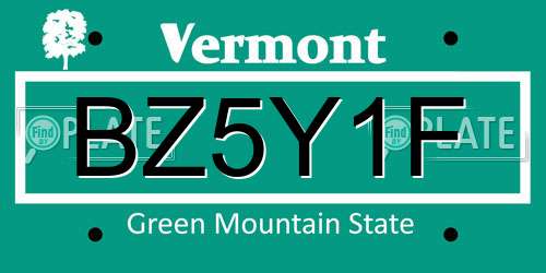 BZ5Y1F Vermont License Plate