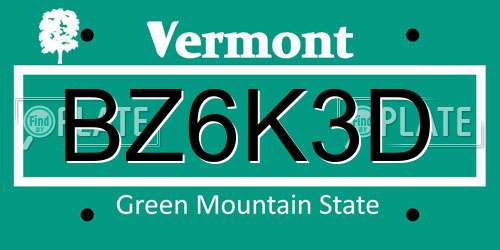 BZ6K3D Vermont License Plate