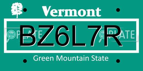BZ6L7R Vermont License Plate