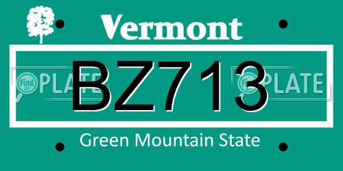 BZ713 Vermont License Plate