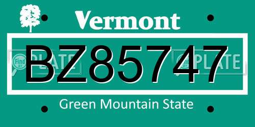 BZ85747 Vermont License Plate