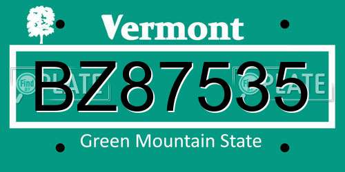 BZ87535 Vermont License Plate