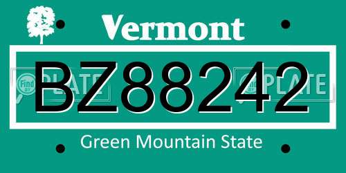 BZ88242 Vermont License Plate