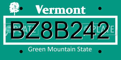 BZ8B242 Vermont License Plate