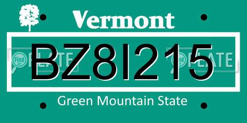 BZ8I215 Vermont License Plate