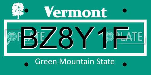 BZ8Y1F Vermont License Plate
