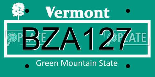 BZA127 Vermont License Plate