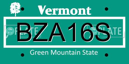 BZA16S Vermont License Plate