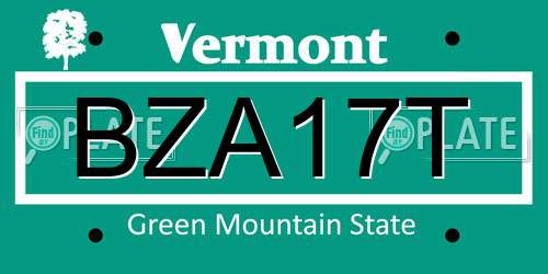 BZA17T Vermont License Plate