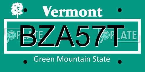 BZA57T Vermont License Plate